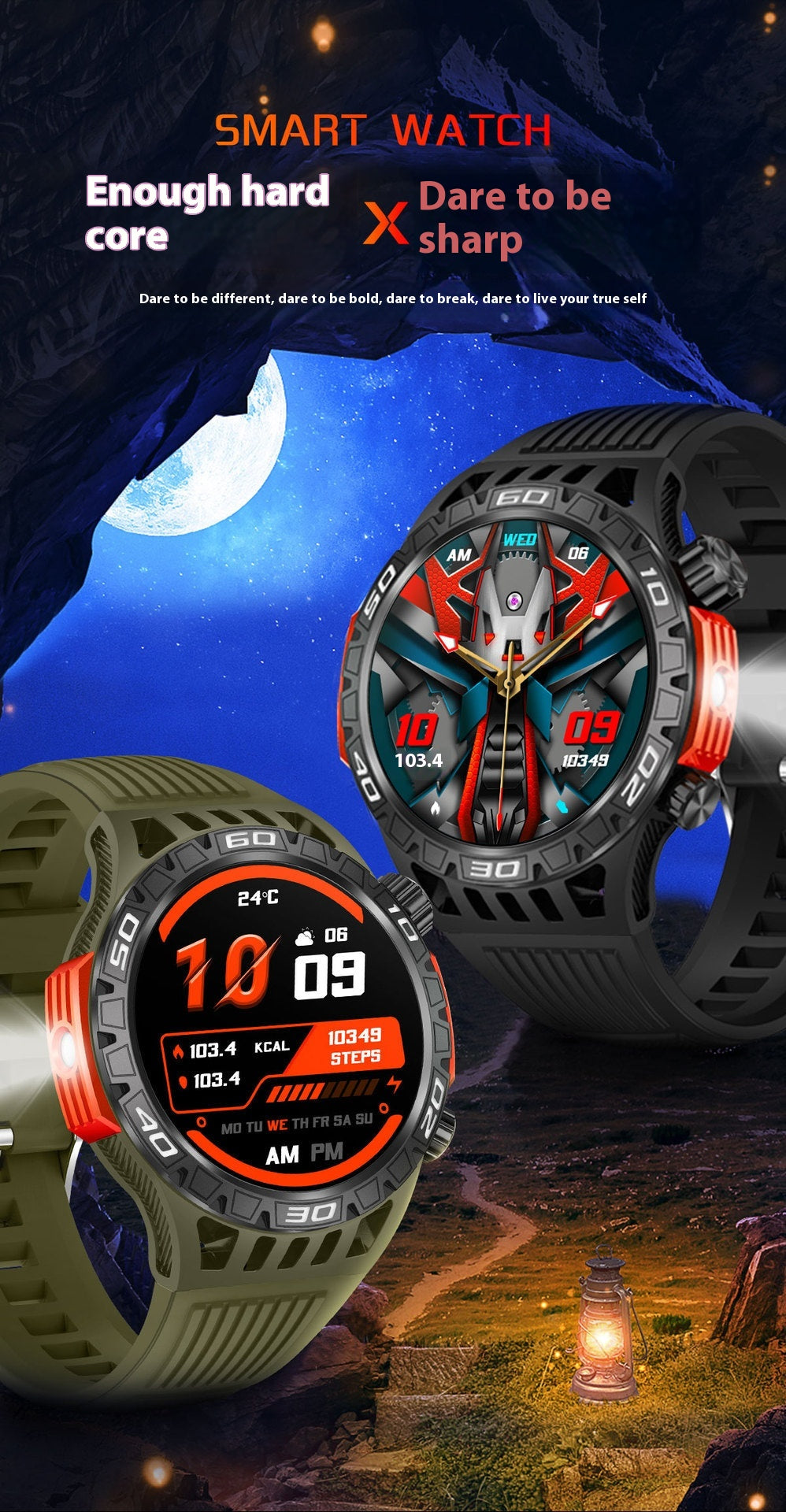 Outdoor Bluetooth Calling HT22 Compass Flashlight Heart Rate Blood Pressure More Than Sport Smart Watch